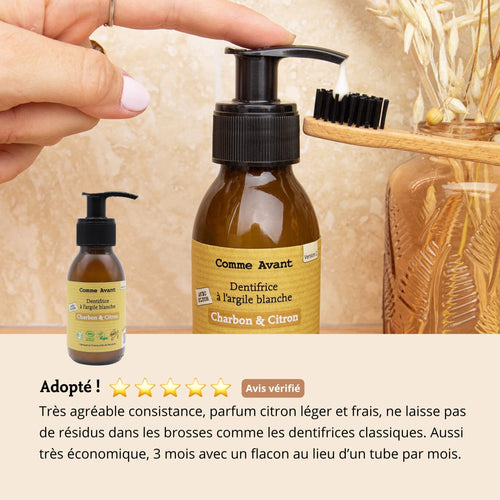 Avis dentifrice citron et charbon comme avant