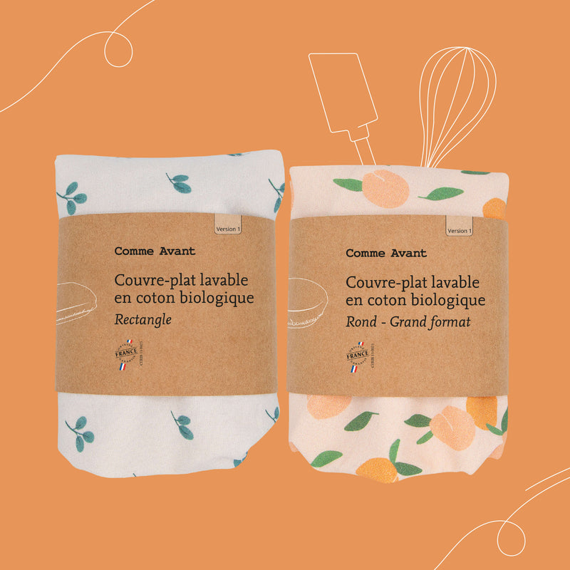 Couvre plat lavable en coton biologique comme avant