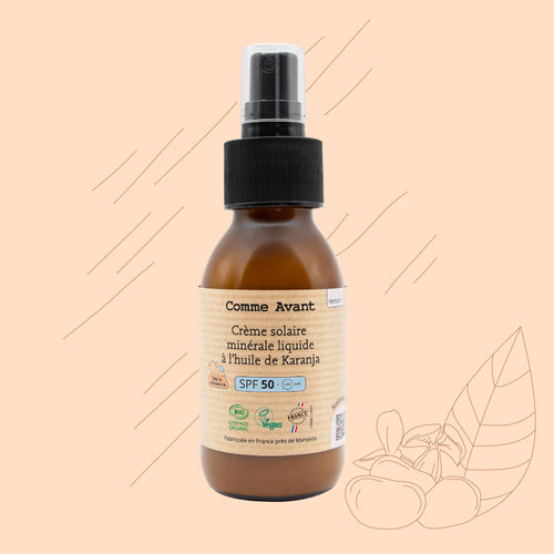 Crème solaire SPF50 minérale liquide à l'huile de karanja - Version 1