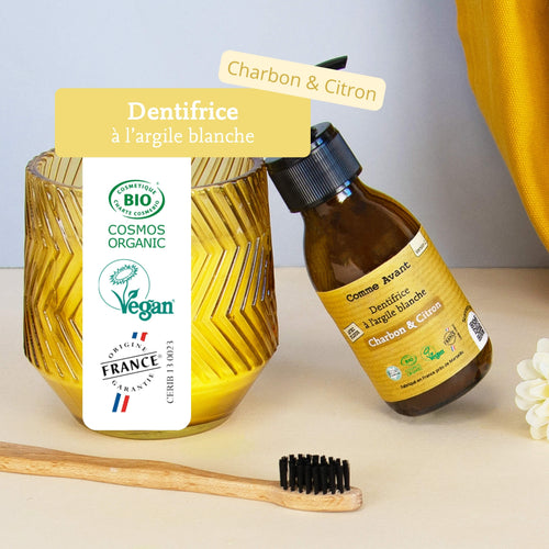 Label dentifrice charbon et citron comme avant