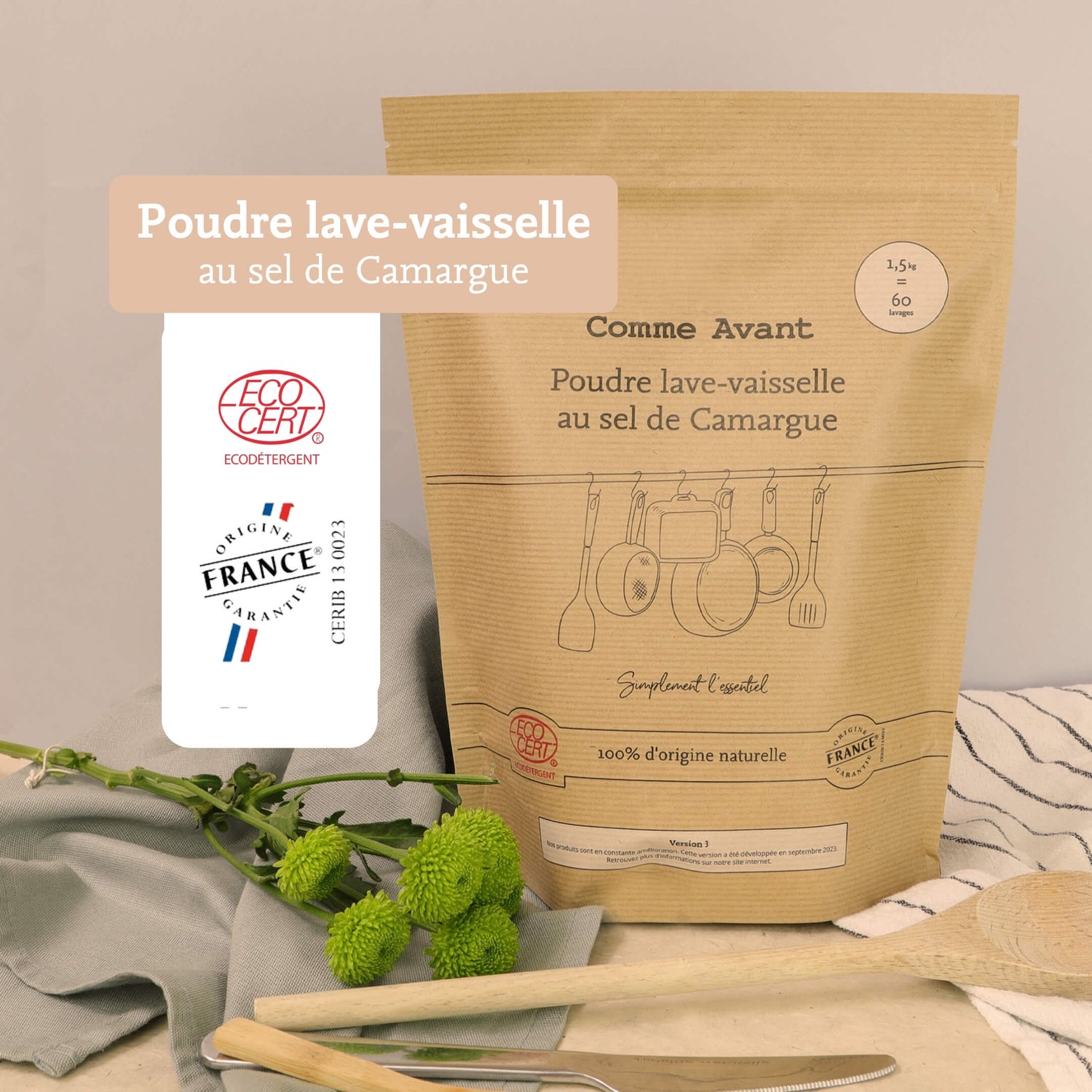 Label poudre vaisselle comme avant