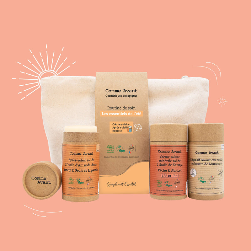 Trousse été Comme Avant avec crème solaire, après-soleil et répulsif