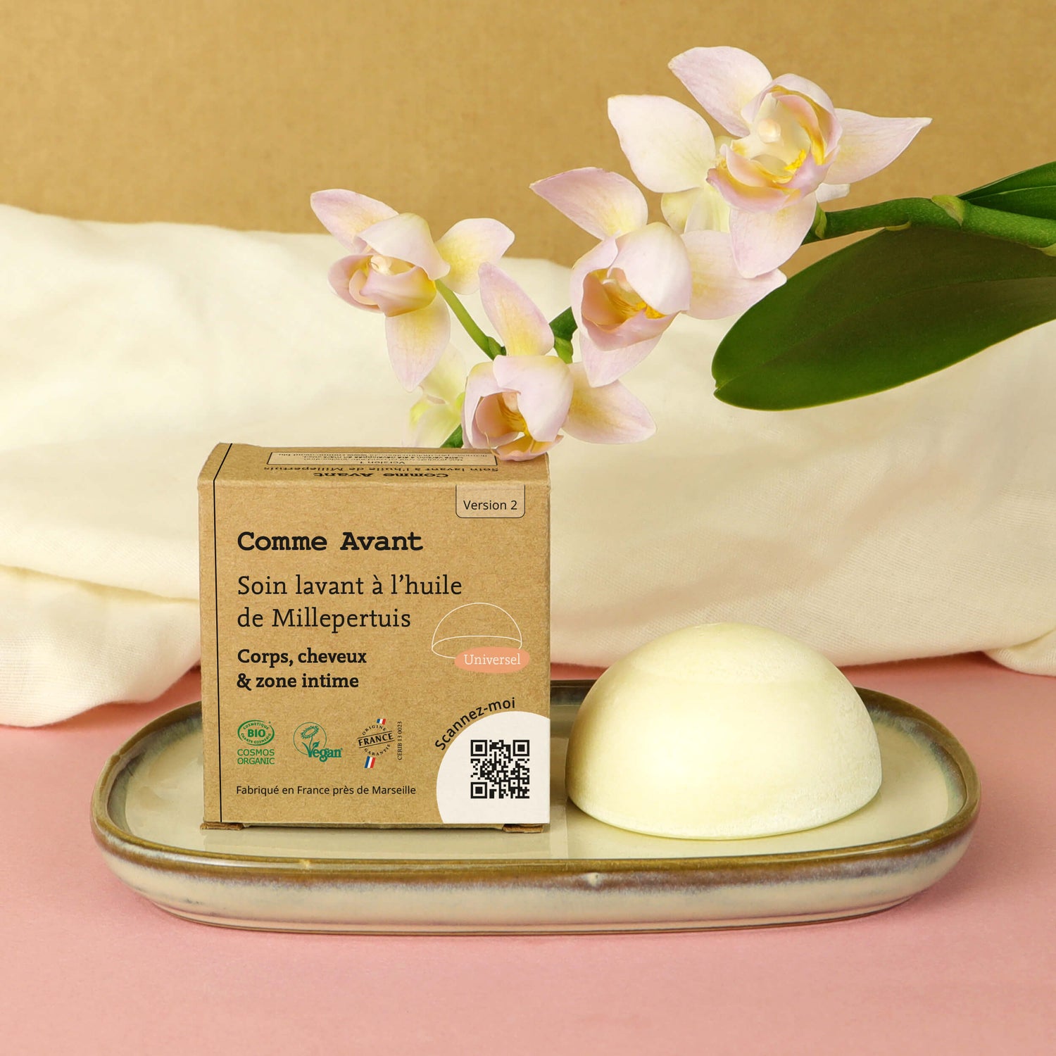 Soin lavant intime solide à l’huile de Millepertuis