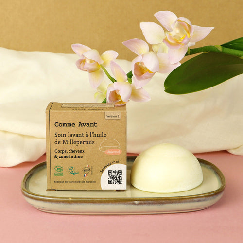 Soin lavant intime solide à l’huile de Millepertuis