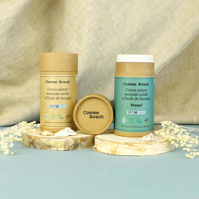 crème solaire comme avant naturel bio recyclable cosmétique soleil coup de soleil bronzage
