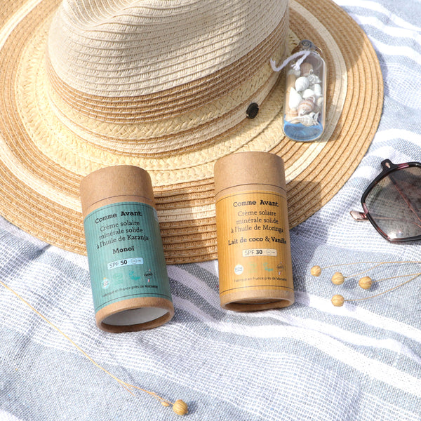 crème solaire comme avant naturel bio recyclable cosmétique soleil coup de soleil bronzage