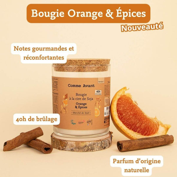 Bougie orange et épices comme avant