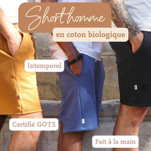 short homme comme avant en coton biologique certifié gots
