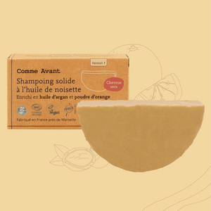Shampoing solide à l'huile de argan comme avant spécial cheveux secs
