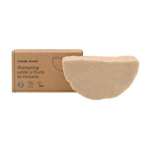 shampoing solide à l'huile de noisette comme avant