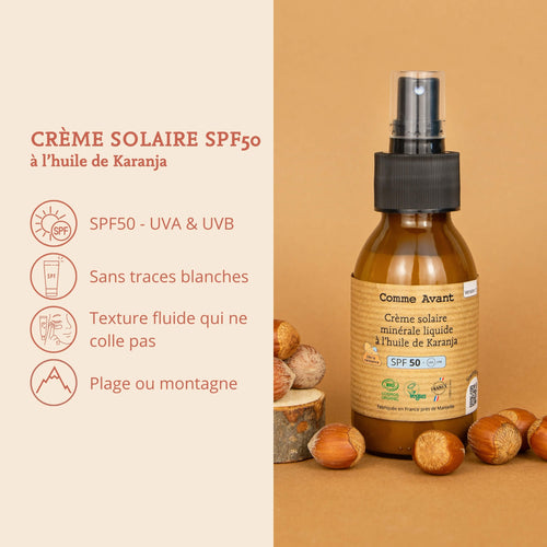 Argument crème solaire liquide spf50 comme avant