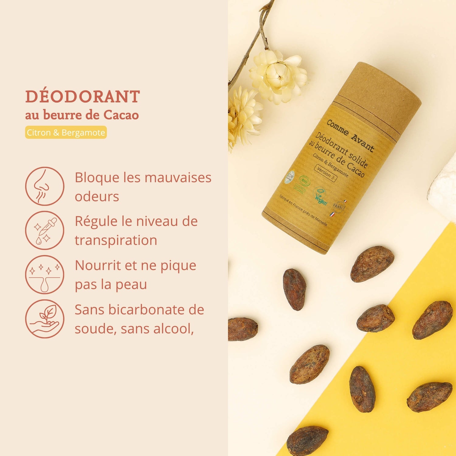 Argument déodorant citron et bergamote comme avant