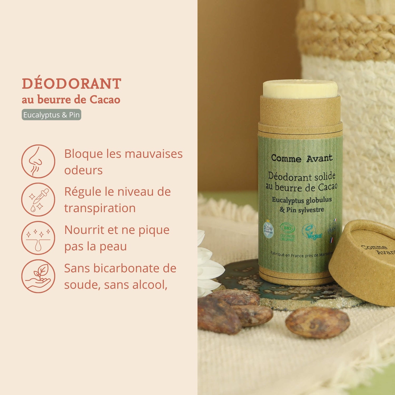 Argument déodorant pin et eucalyptus comme avant