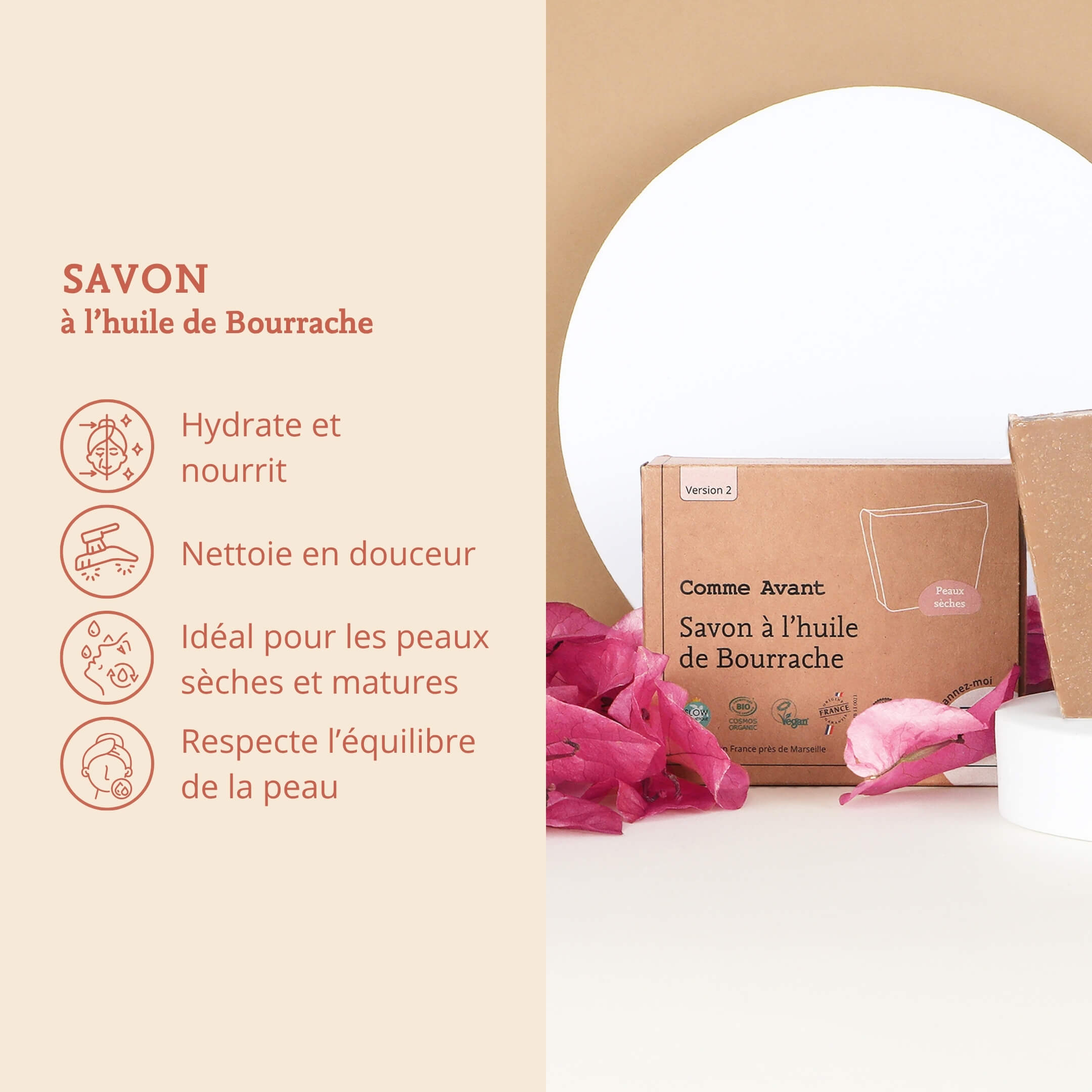 Savon bourrache pour peaux matures ou déshydratées