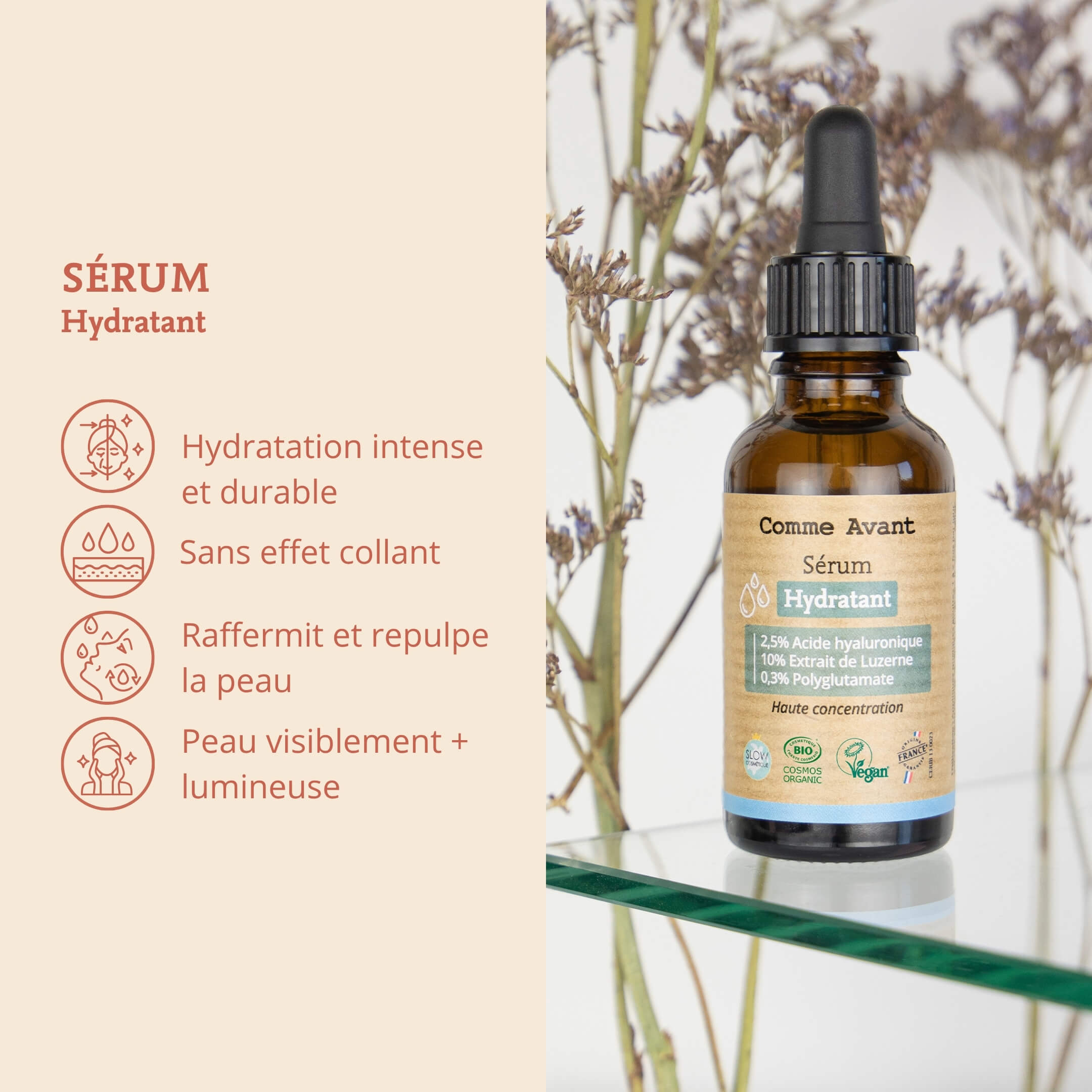 Arguments du sérum hydratant naturel