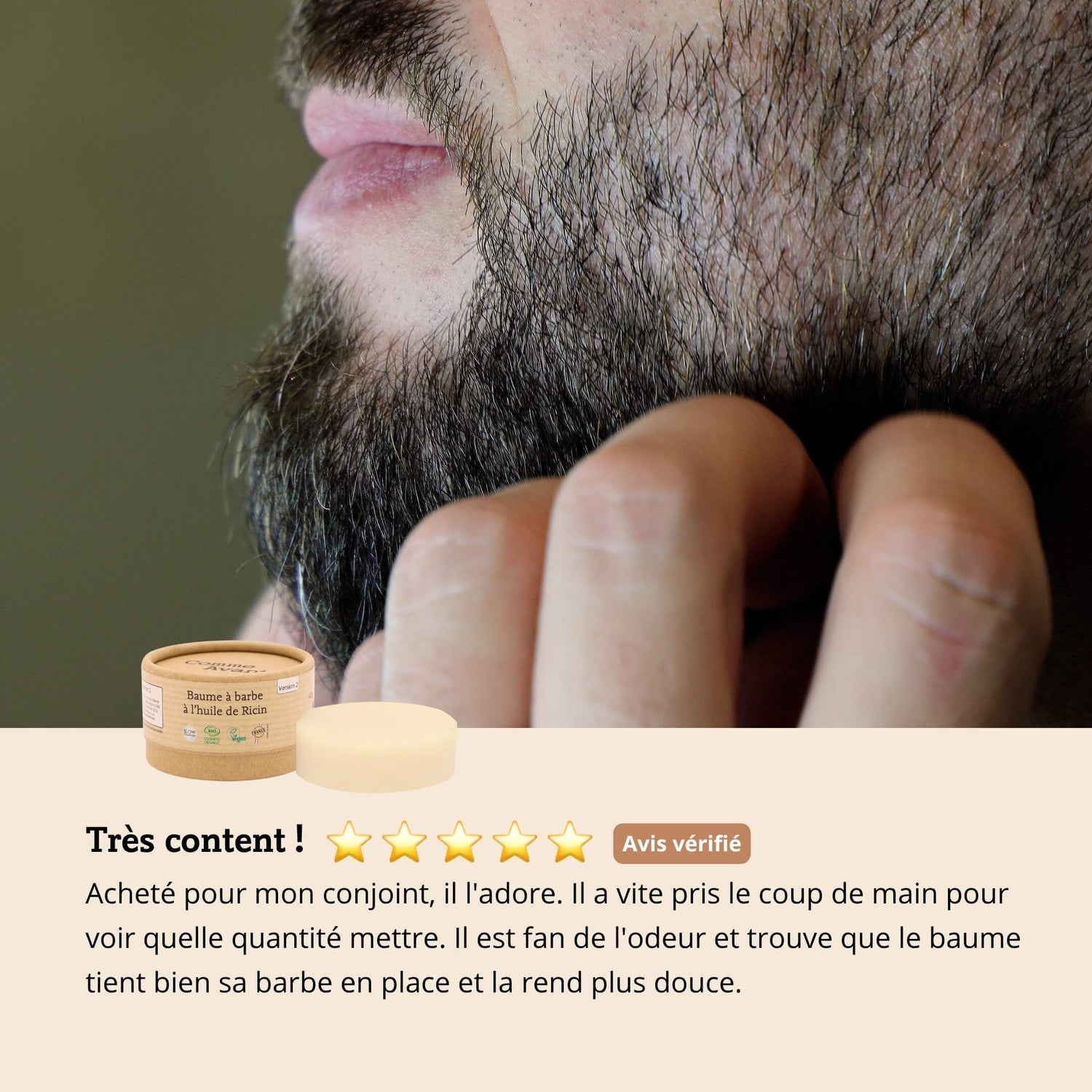 Baume à barbe à l'huile de ricin - Version 2