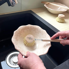 Brosse à vaisselle rechargeable en bois de hêtre