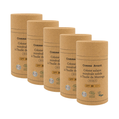 Crème solaire SPF30 minérale solide à l'huile de moringa - Version 3