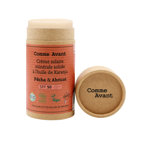Crème solaire, pêche abricot SPF50 comme avant