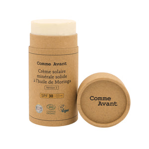 Crème solaire SPF30 minérale solide à l'huile de moringa - Version 3