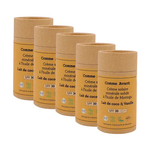 Crème solaire SPF30 minérale solide à l'huile de moringa - Version 3