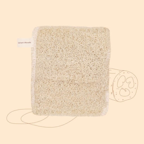 éponge vaisselle lavable en coton et loofah comme avant