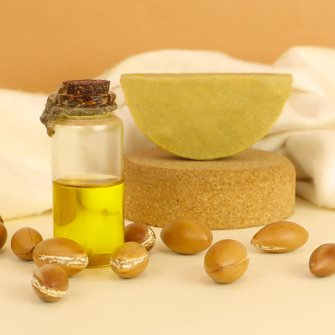 shampoing solide à l'huile d'argan comme avant