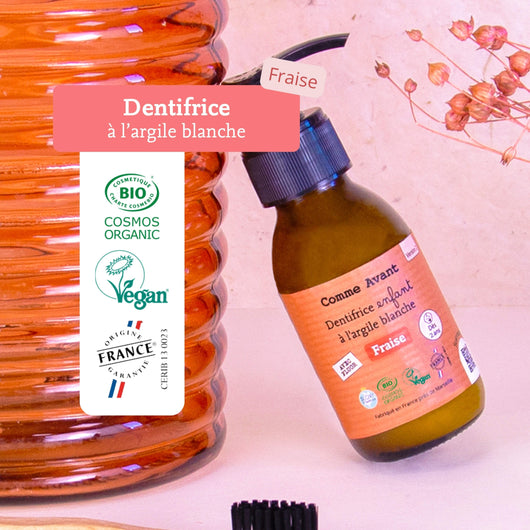 Label dentifrice fraise comme avant