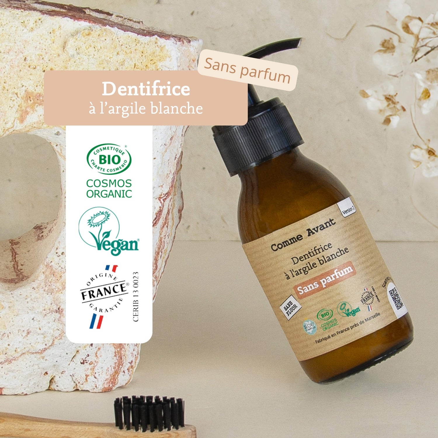 Label dentifrice sans parfum comme avant