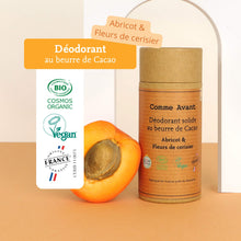 Label déodorant abricot et fleur de cerisier comme avant