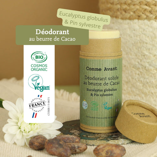 Label déodorant pin et eucalyptus comme avant