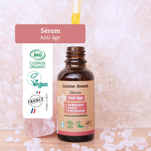 Label sérum anti-âge comme avant