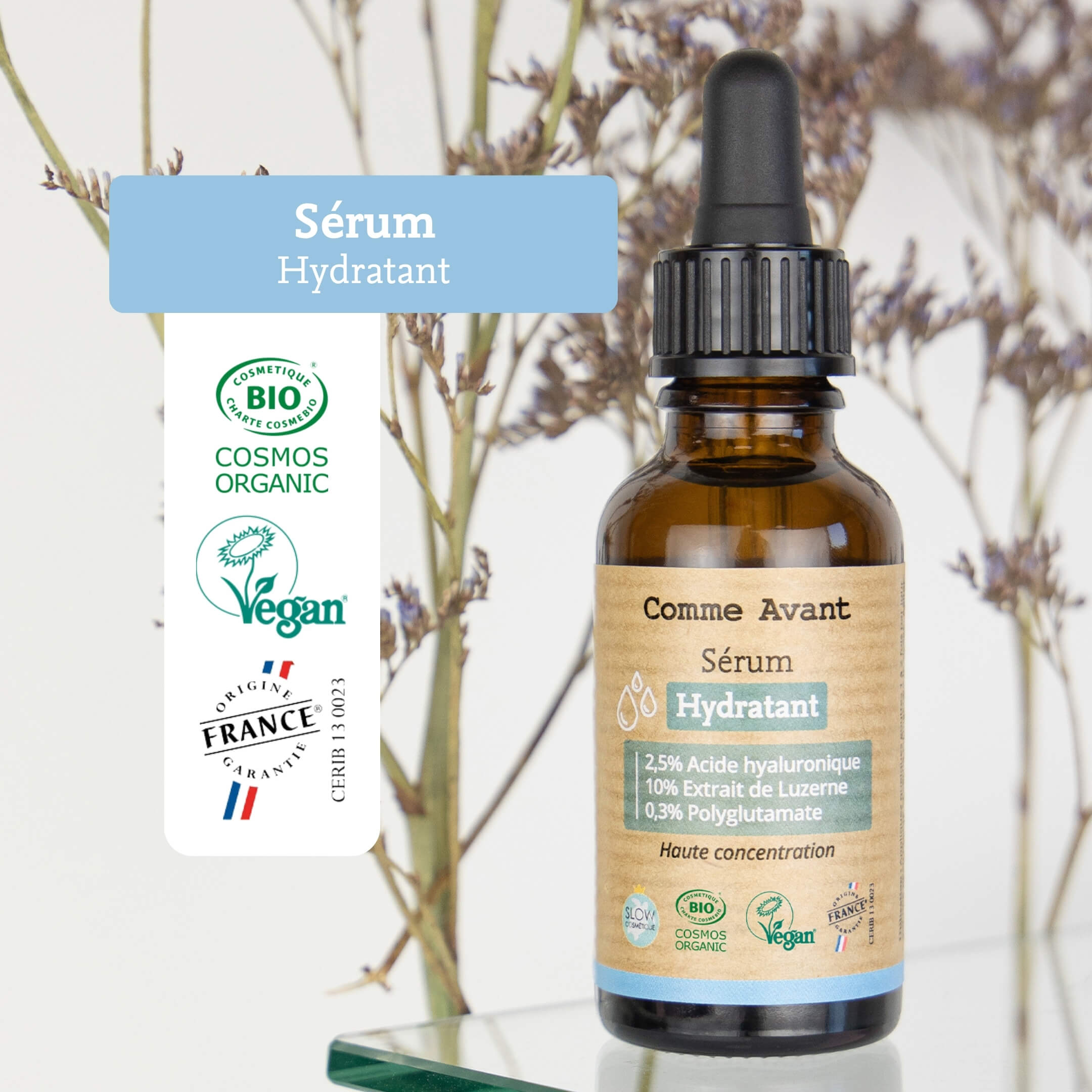 Repères de conservation et labels du sérum hydratant