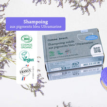 Label shampoing bleu comme avant