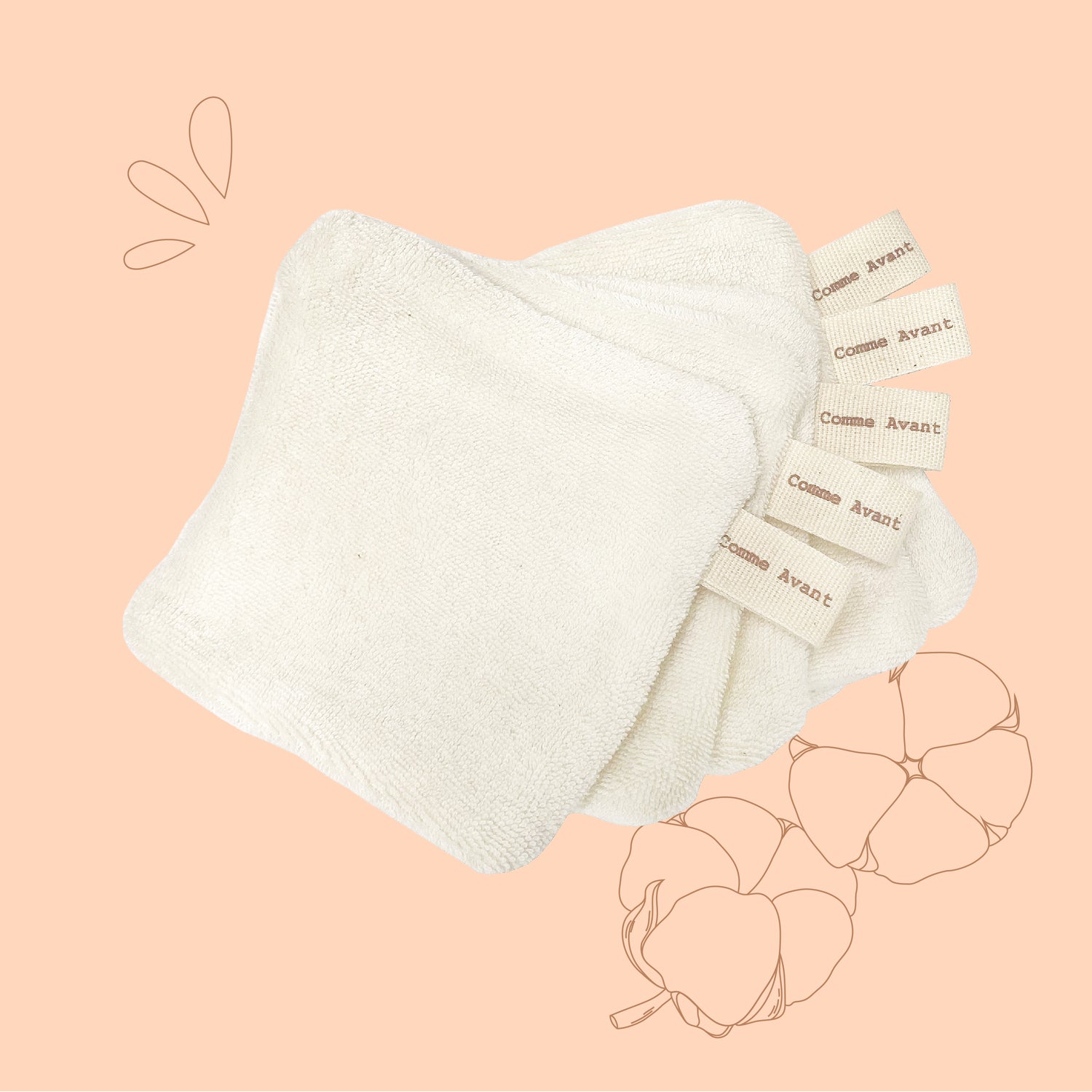 Lingettes démaquillantes lavables en coton biologique comme avant