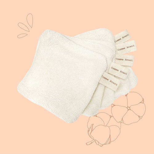 Lingettes démaquillantes lavables en coton biologique comme avant