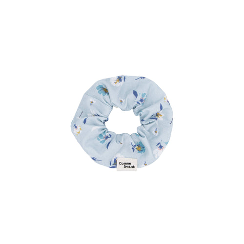Chouchou en coton biologique petit format Motif bleu fleuri Comme avant