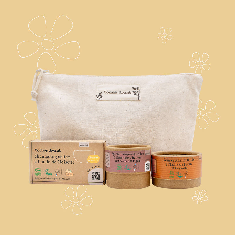 Coffret cheveux comme avant cosmétiques bio et solides