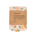 Couvre-plat lavable en coton biologique rond petit format motif abricot