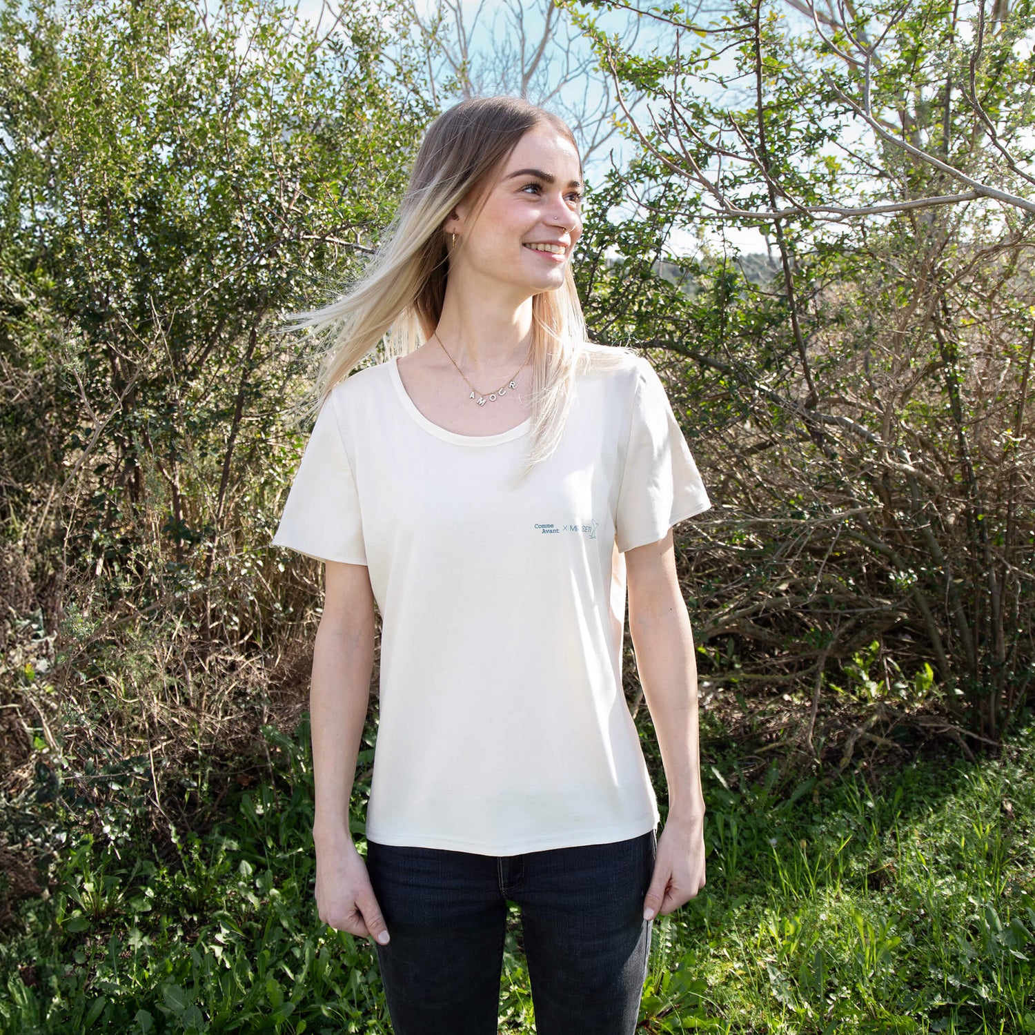 T-shirt Miraceti et comme avant en coton bio fabriqué en France pour femme