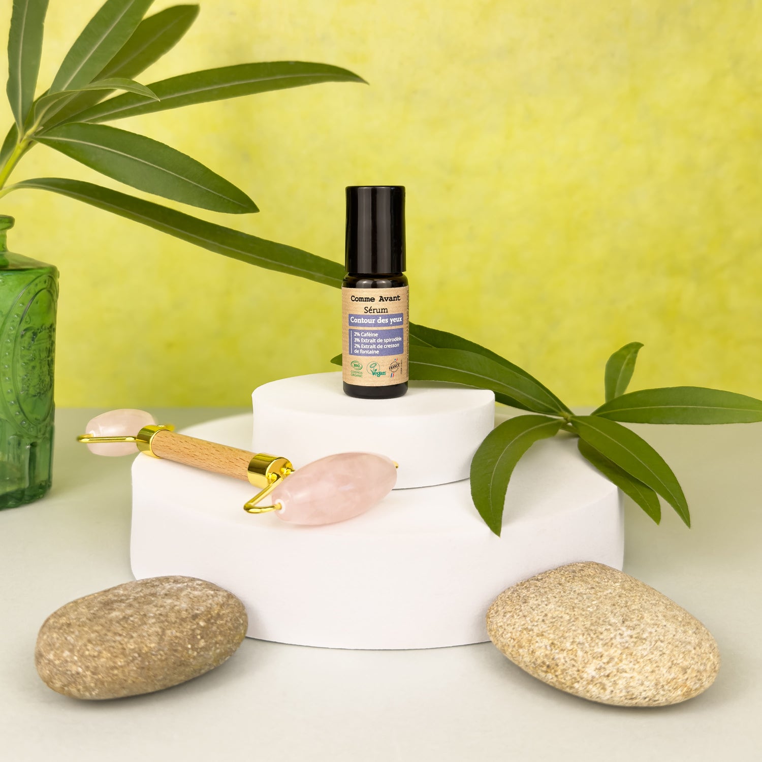 Rouleau visage en quartz rose