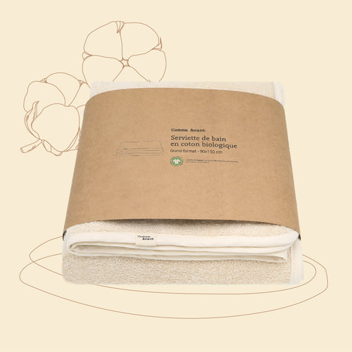 Serviette en coton biologique comme avant écru, fabriqué à la main près de marseille