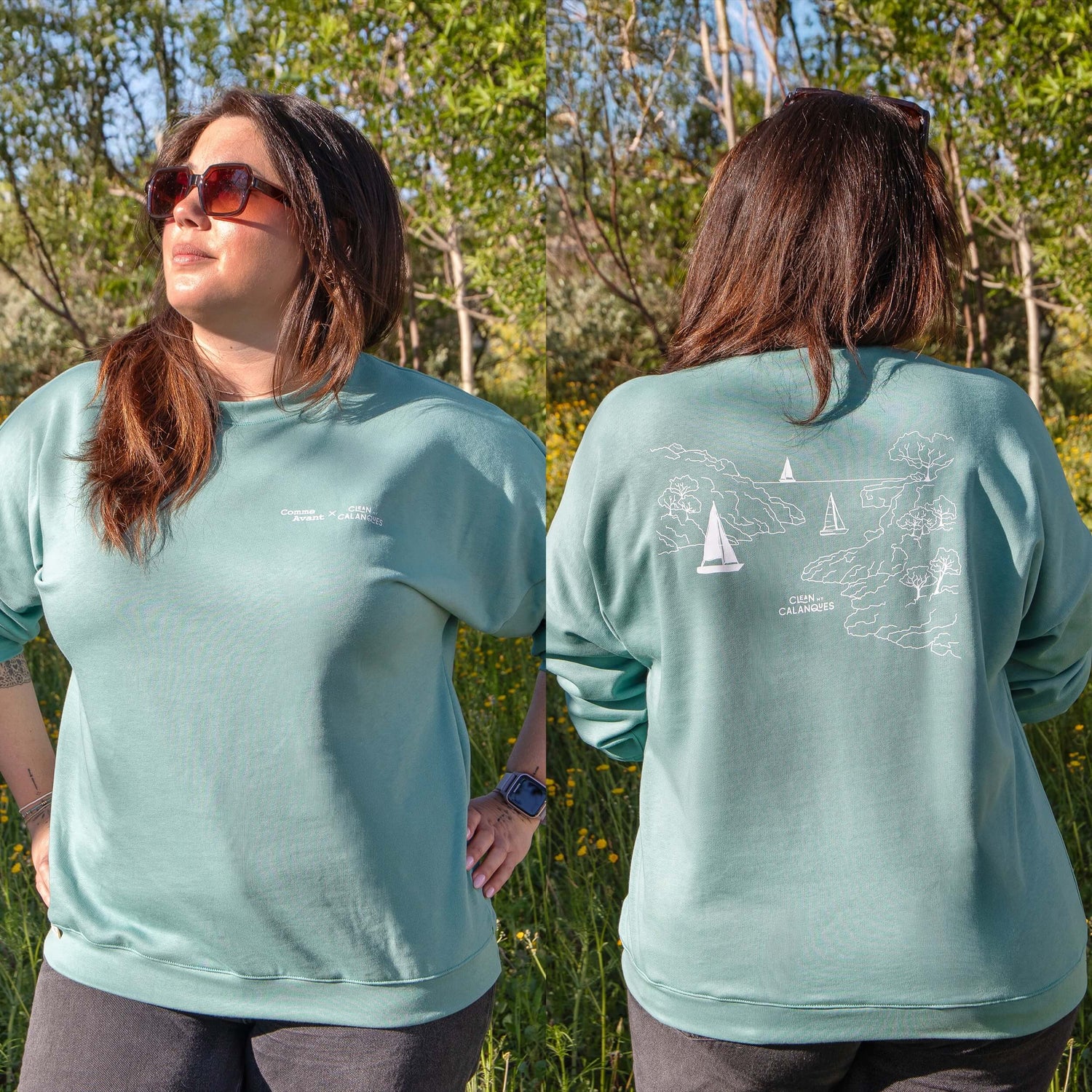 Sweat clean my calanques en coton bio fabriqué par Comme Avant pour femme
