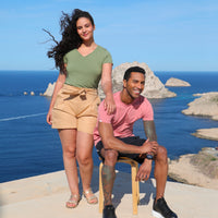 T-shirt en coton, vieux rose ou kaki, pour homme et femme , marque comme avant