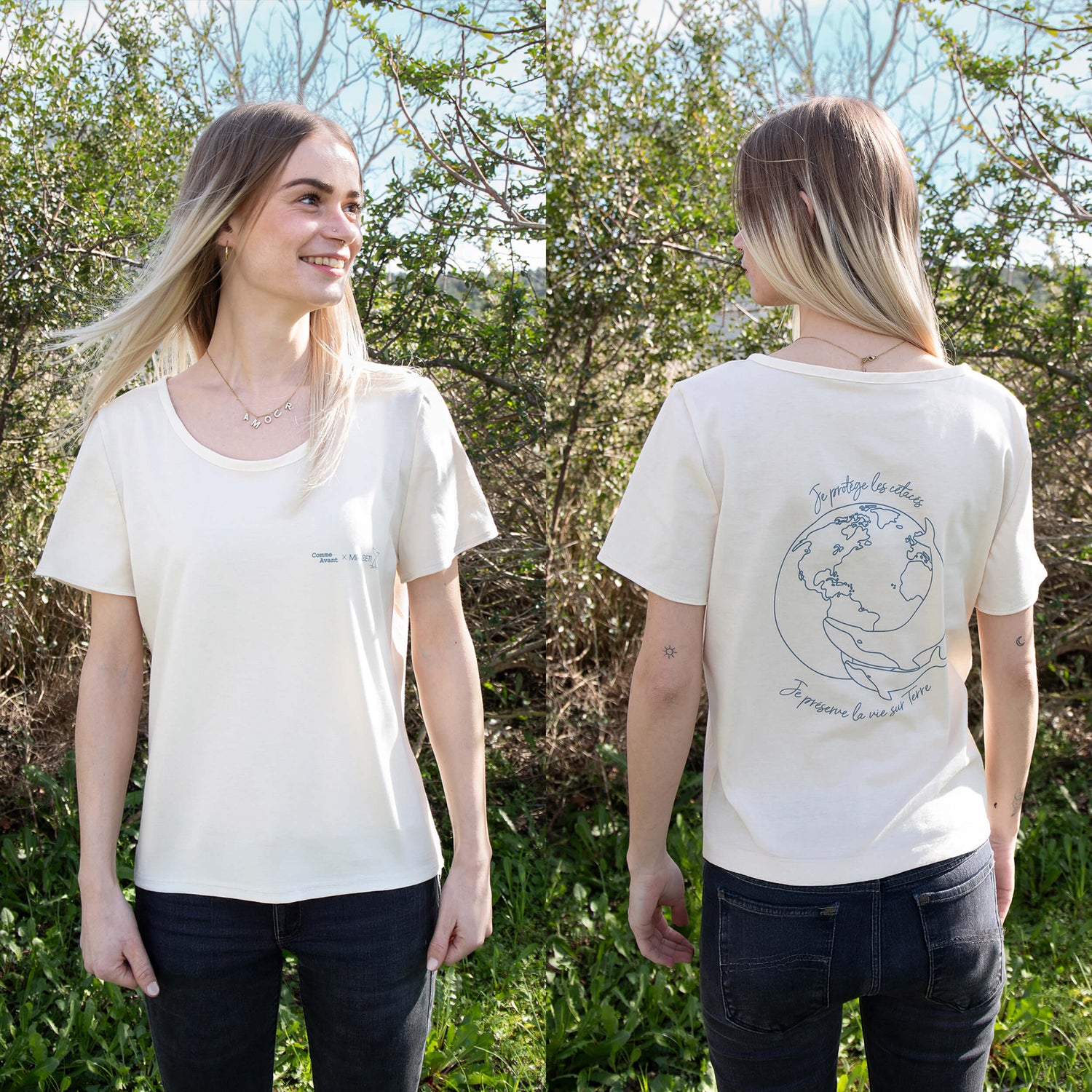 T-shirt comme avant Miraceti en coton bio fabriqué en France pour femme